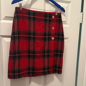 Talbots Red and Black Plaid Mini Skirt